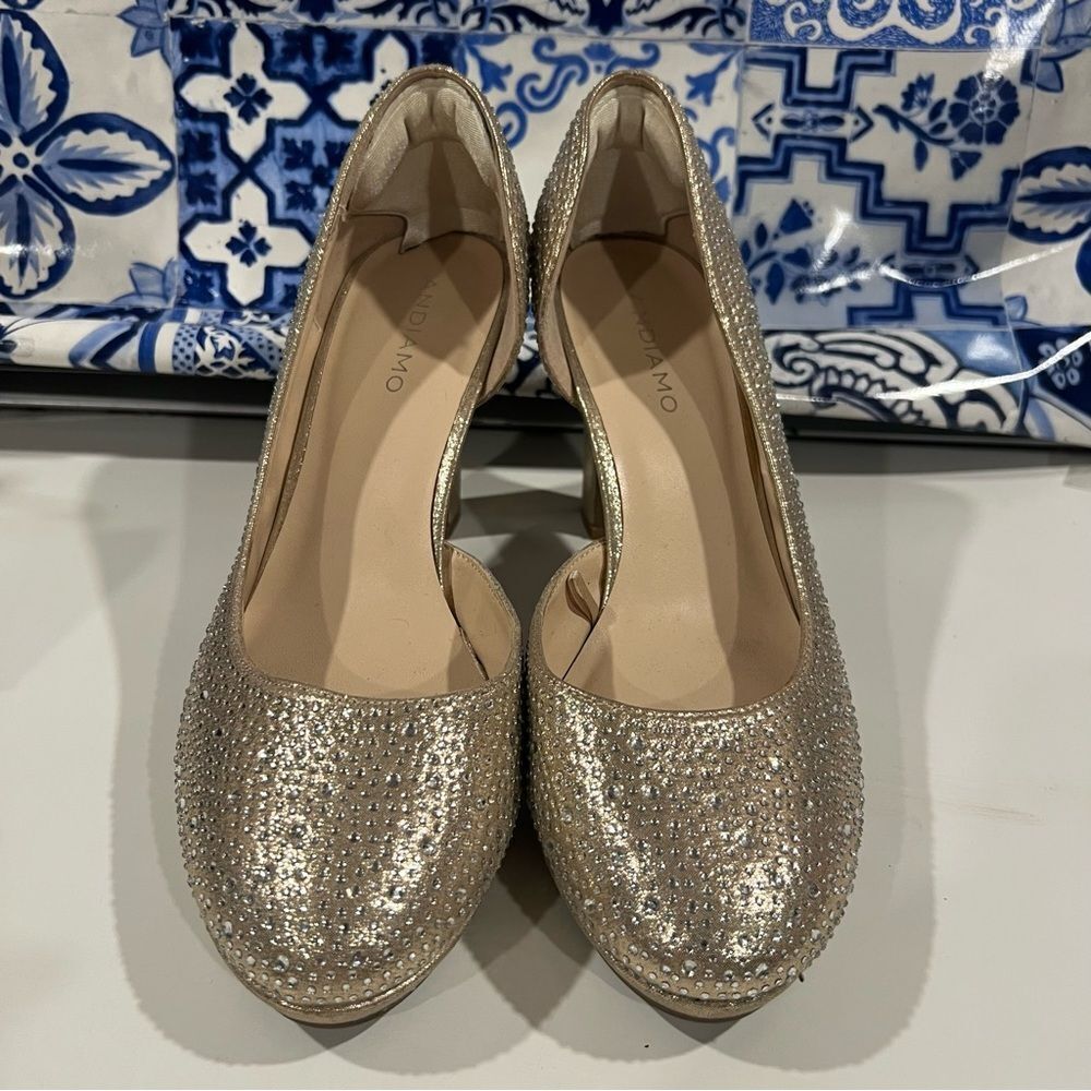 Andiamo gold rhinestone high-heeled pumps wedding wedding guest, bridesmaids